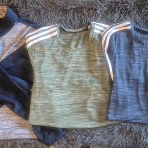 Adidas ' Striped T-Shirts - Green, Blue, and Navy